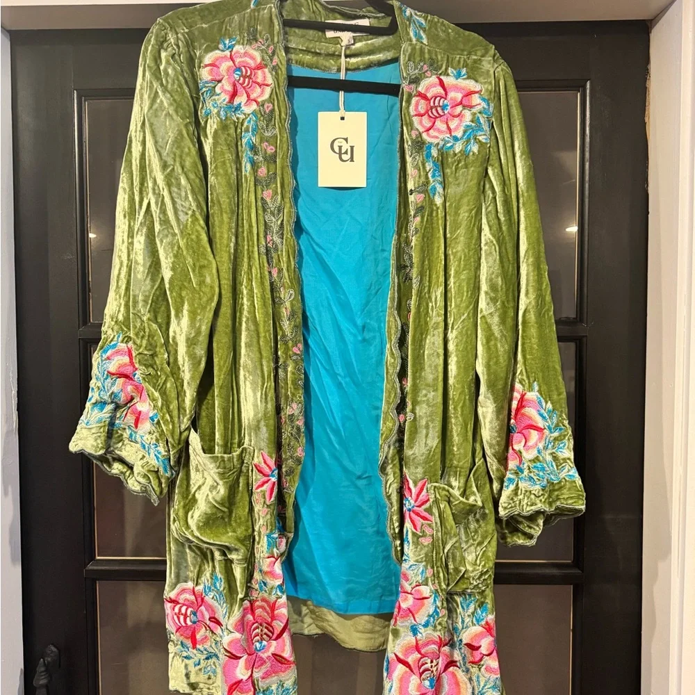 Chasing Unicorns One Night In Heaven Silk Velvet Housecoat BNWT - Picture 1 of 12